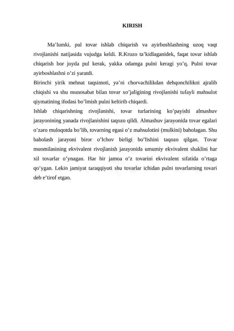 Pulning o'ziga xos xususiyatlari 2
