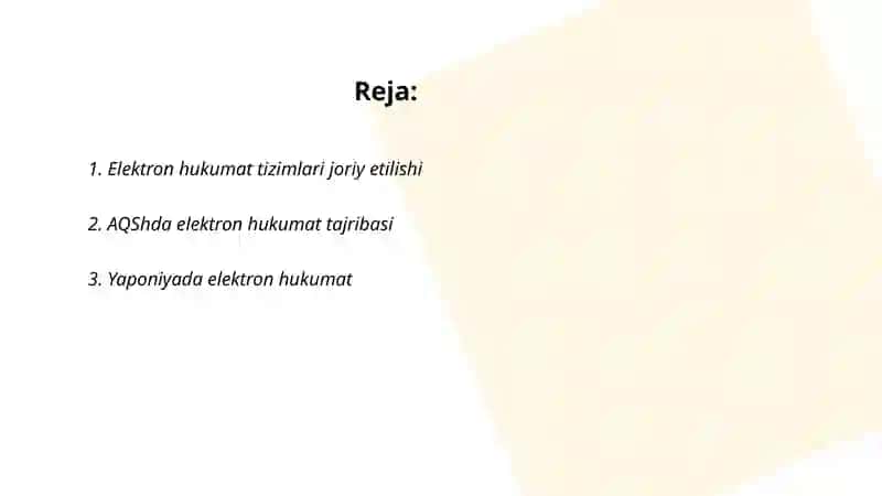 Elektron hukumatni joriy etishning jahon tajribasi 2