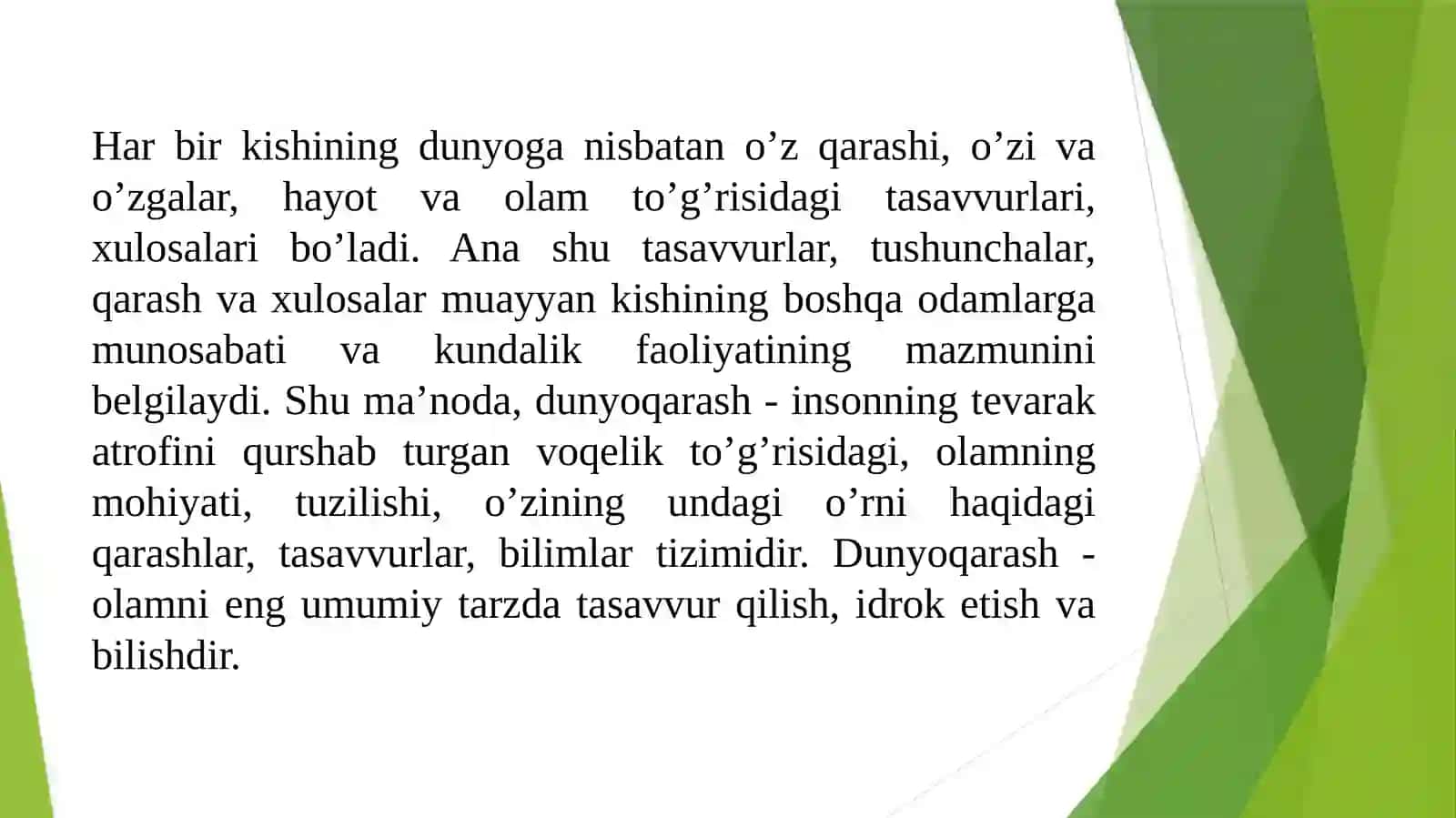 Dunyoqarashning mohiyati, tuzilishi va asosiy funksiyalari 2