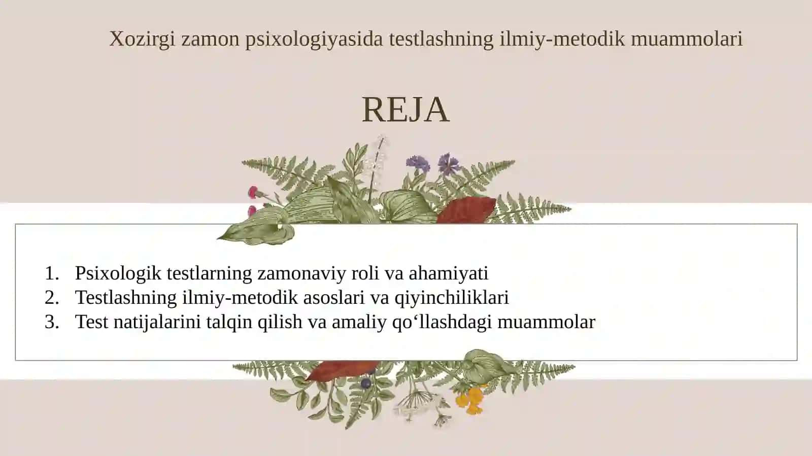 Eksperimental psixologiya fanidan taqdimot 2