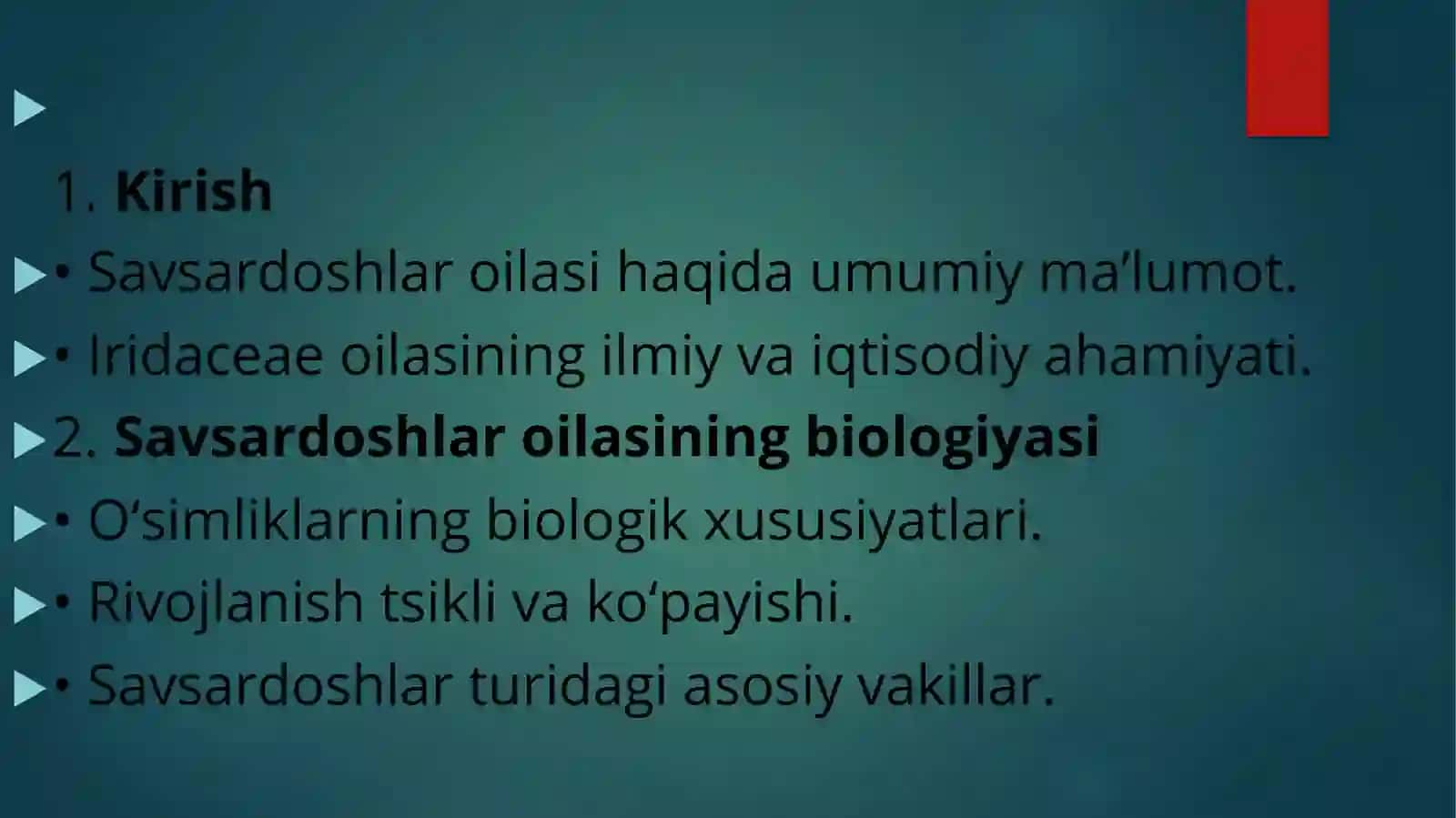 Savsardoshlar (Iridaceae) oilasidagi turlar biologiyasi, ekologiyasi, areali va xalq xo‘jaligidagi ahamiyati 2