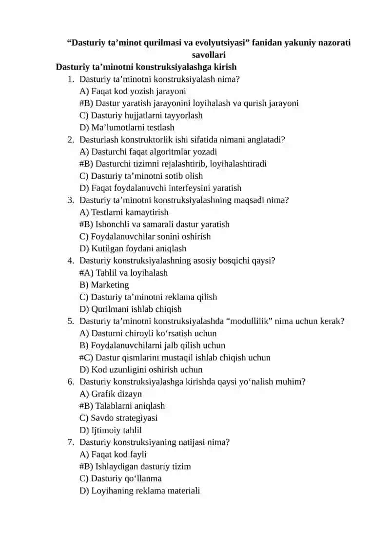 Dasturiy taʼminotni konstruksiyalash 2