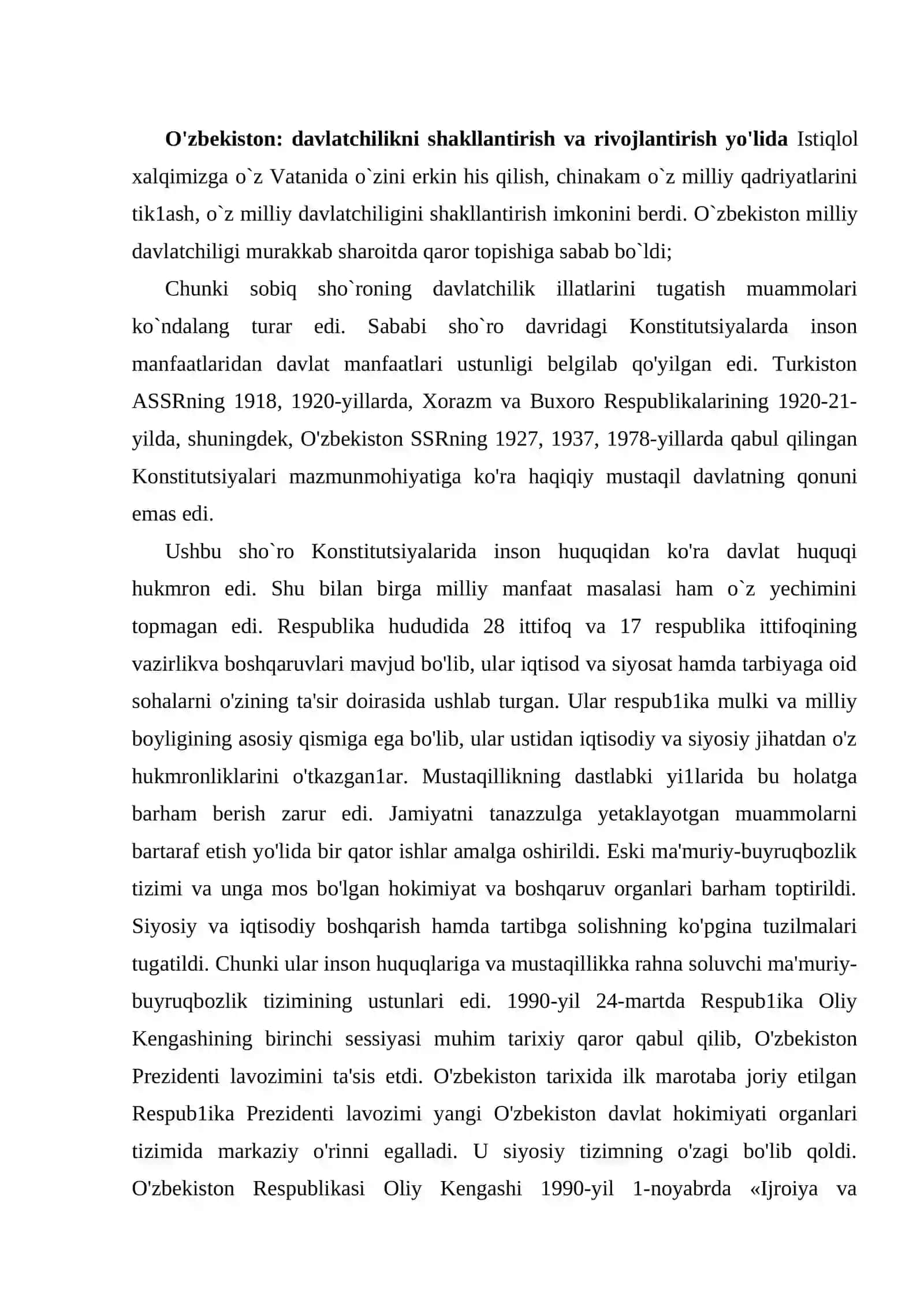 O'zbekiston Respublikasi davlat tuzilishi 2