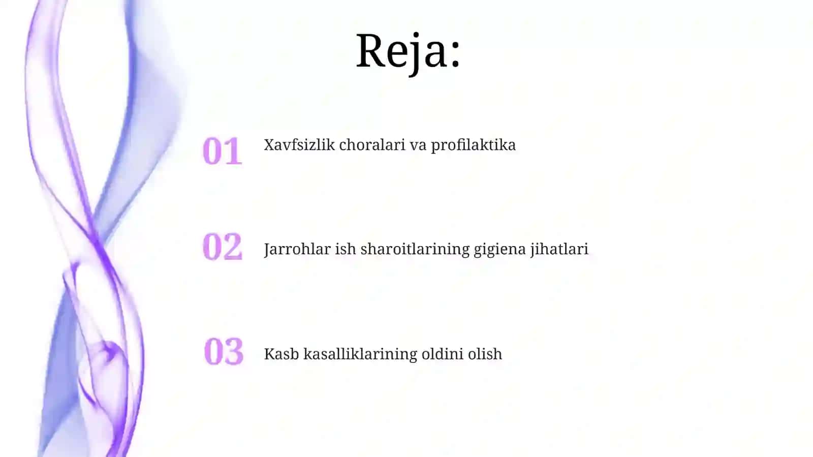 Jarrohlar mehnat sharoitining gigienik xususiyatlari. Kasbiy kasalliklarning oldini olish 2