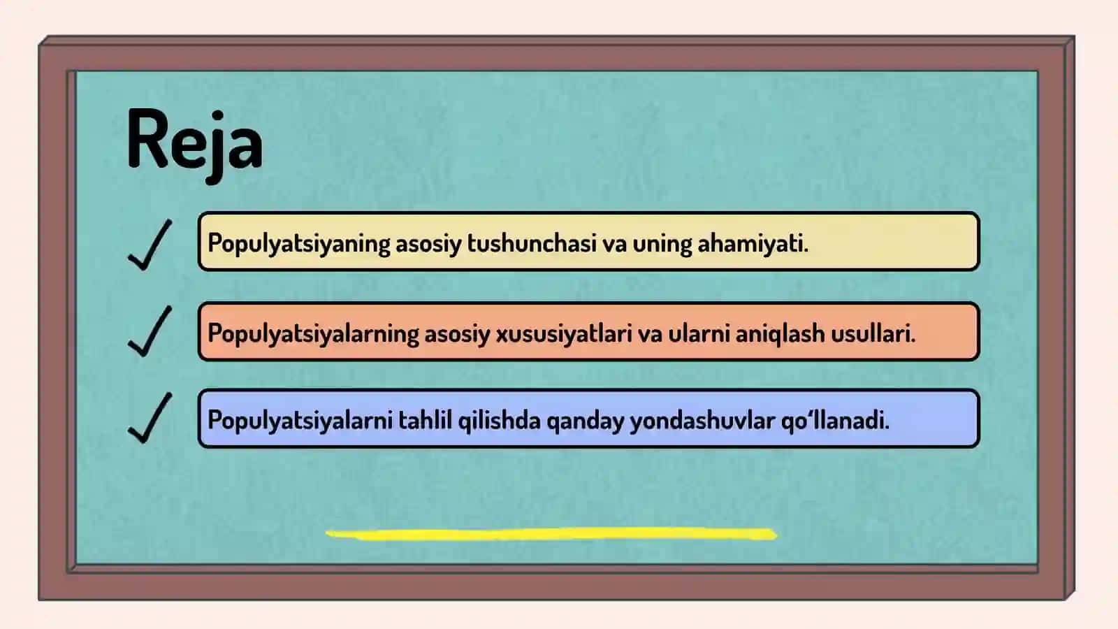 Populyatsiyaning umumiy tasnifi. Populyatsiyalarning asosiy xususiyatlari 2