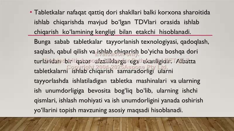 Tabletkalar tarixi, ta’rifi, tavsifi va tasnifi. Ularni tayyorlash texnologiyasi 2