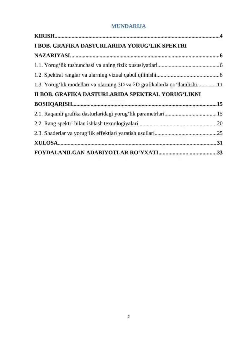 Grafika dasturlarida yorug‘lik spektri bilan ishlash 2