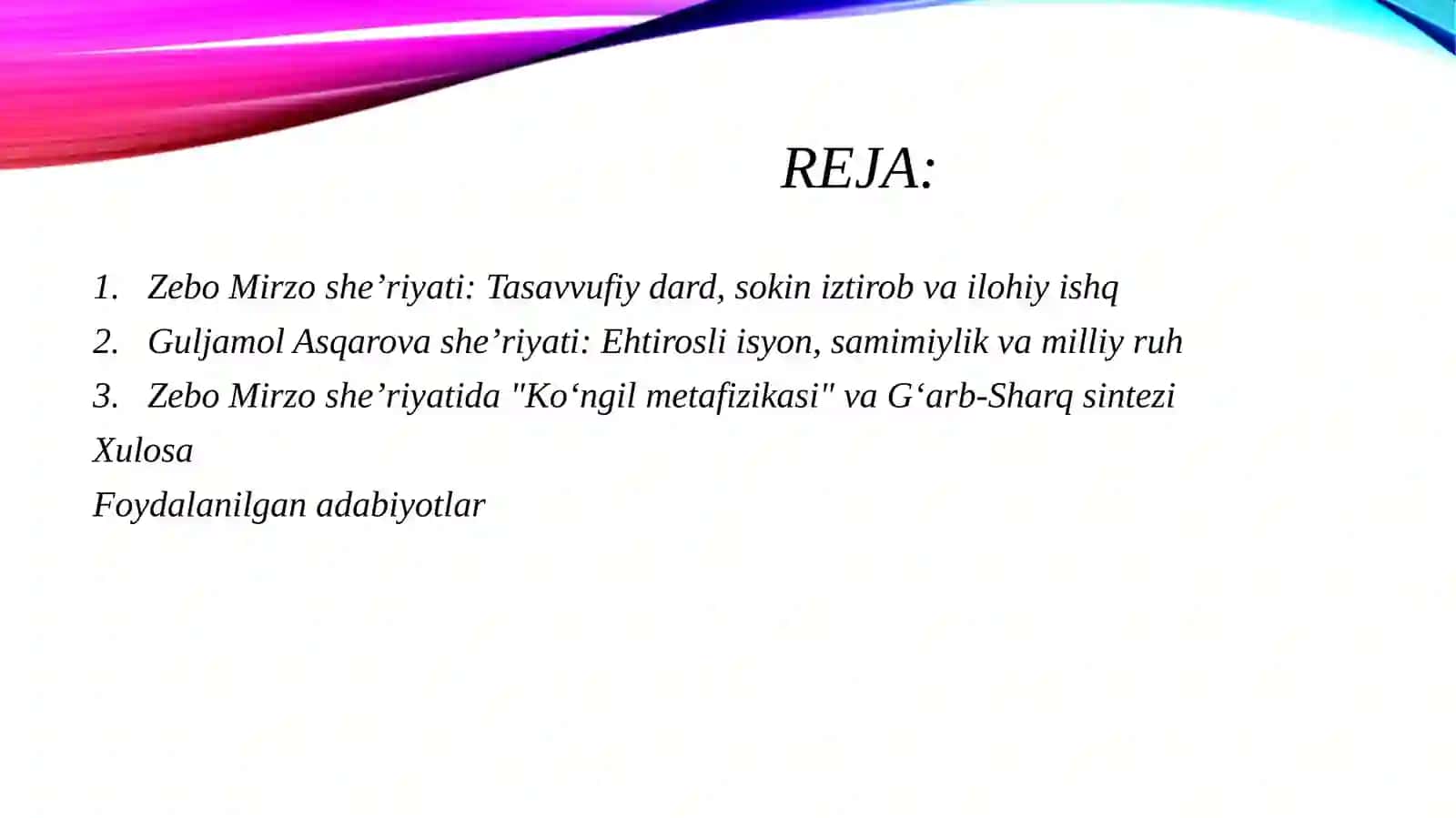 Zebo Mirzo va Guljamol Asqarova she’riyati 2