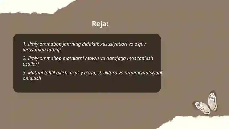 Ilmiy ommabop janrga xos matnlar ustida ishlash metodikasi 2