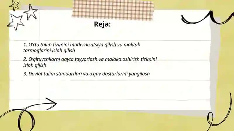 Oʻzbekiston respublikasida talim sohasida amalga oshirilgan islohotlar 2
