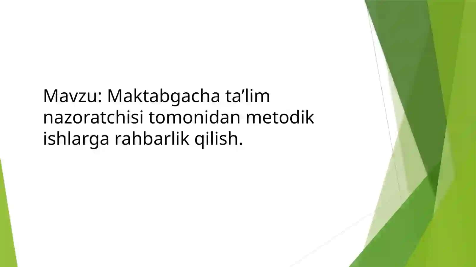 Maktabgacha ta’lim nazoratchisi tomonidan metodik ishlarga rahbarlik qilish 2
