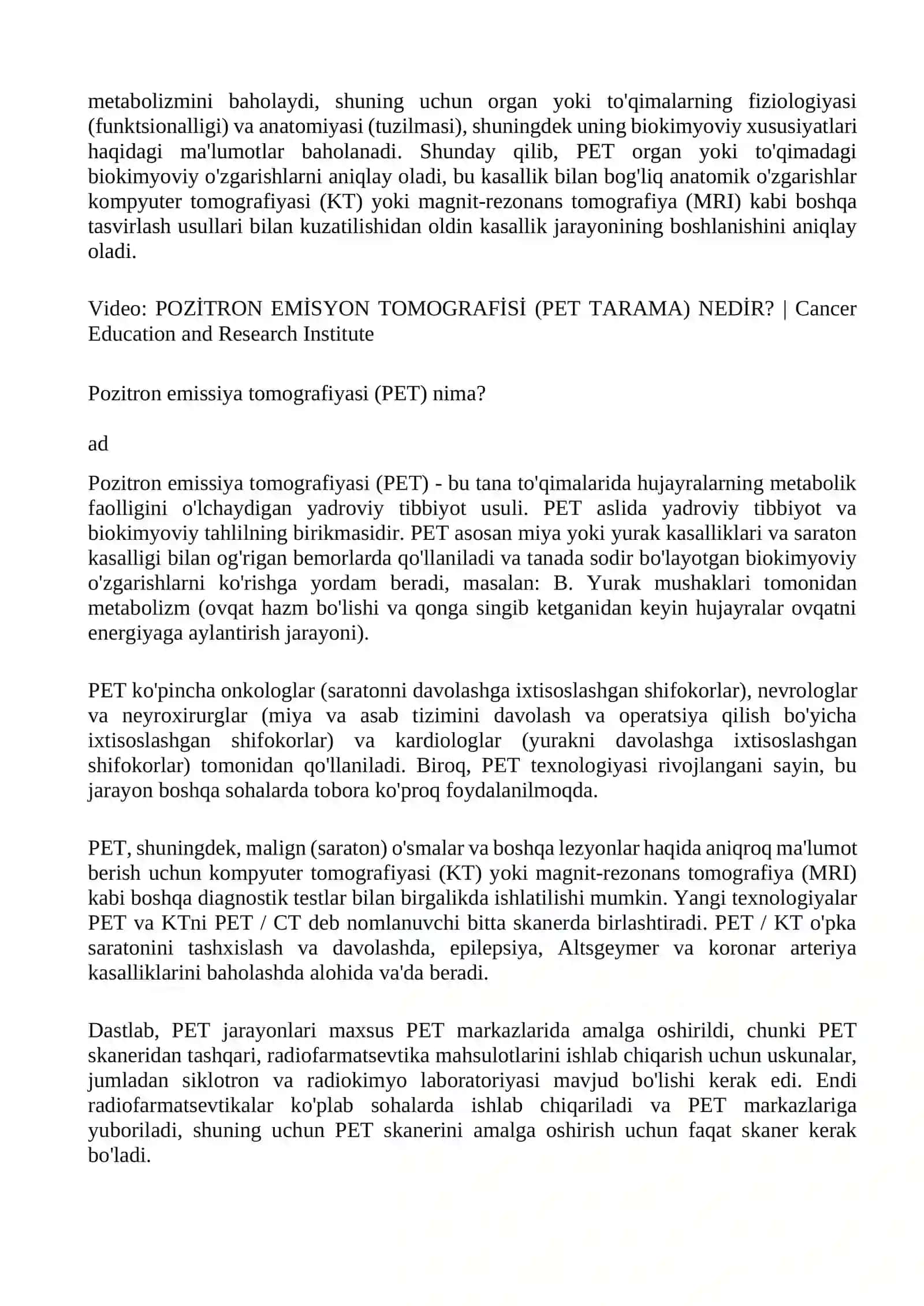 Pozitron emissiya tomografiyasi 2