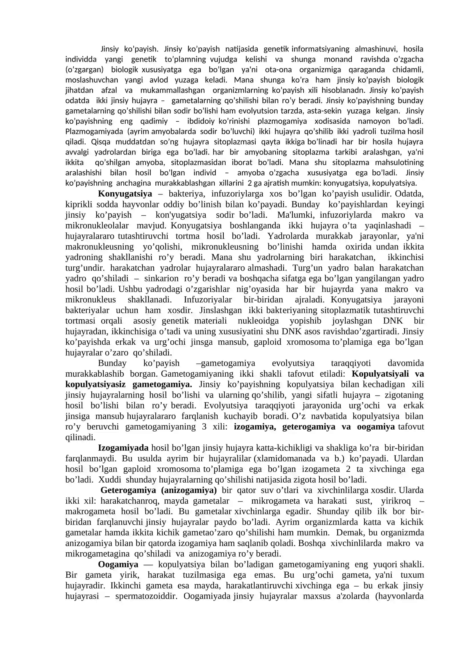 Organizmlarning ko’payishi. Individual rivojlanish 2