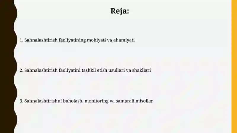 Sahnalashtirish faoliyati 2