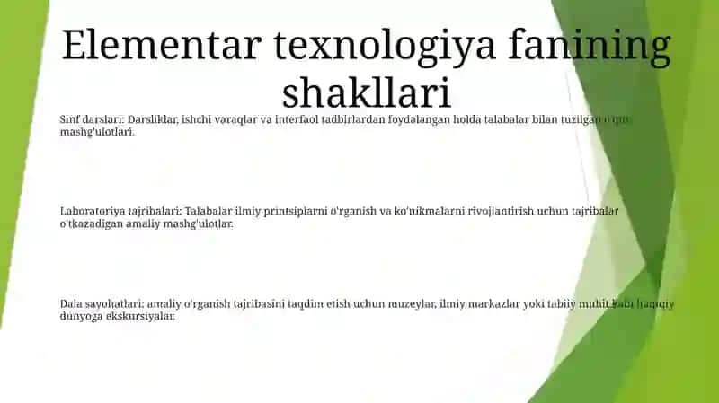 Boshlang`Ich Sinf Texnologiya Fanining Shakl Va Usullari 2