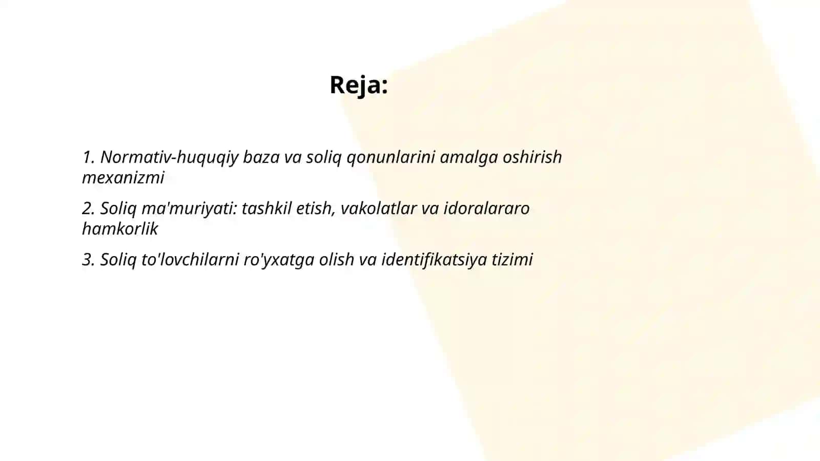 Davlat soliq siyosatini amalga oshirish mexanizmi 2