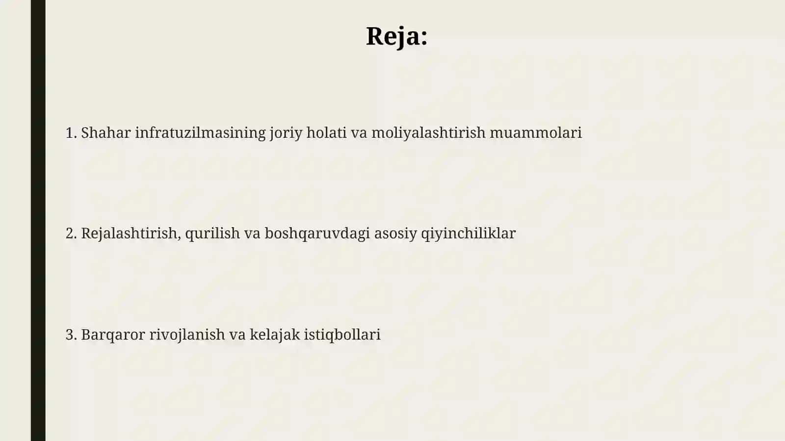 Shahar infratuzilmasi muammolari 2