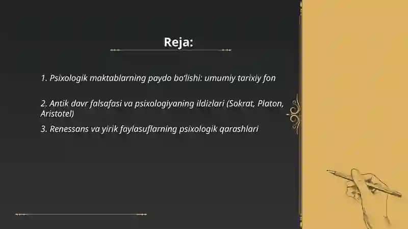 Psixologik maktablarning yuzaga kelishi tarixi 2