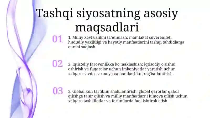 OʻZaro Manfaatli Va Amaliy Tashqi Siyosat Sohasidagi Ustuvor YoʻNalishlar 2