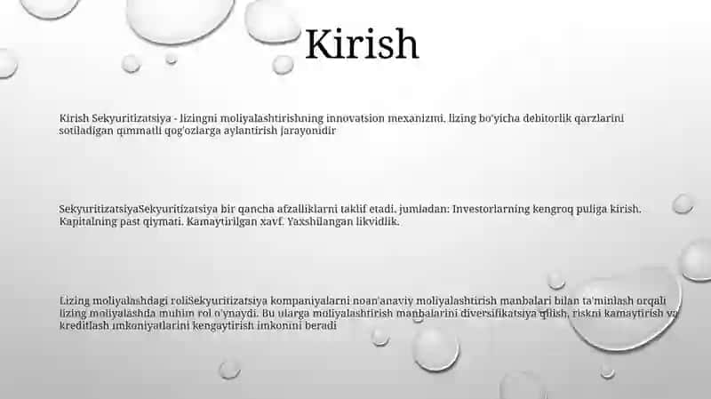 Sekyuritizatsiya – Lizingni Moliyalashtirishning Innovatsion Mexanizmi Sifatida 2