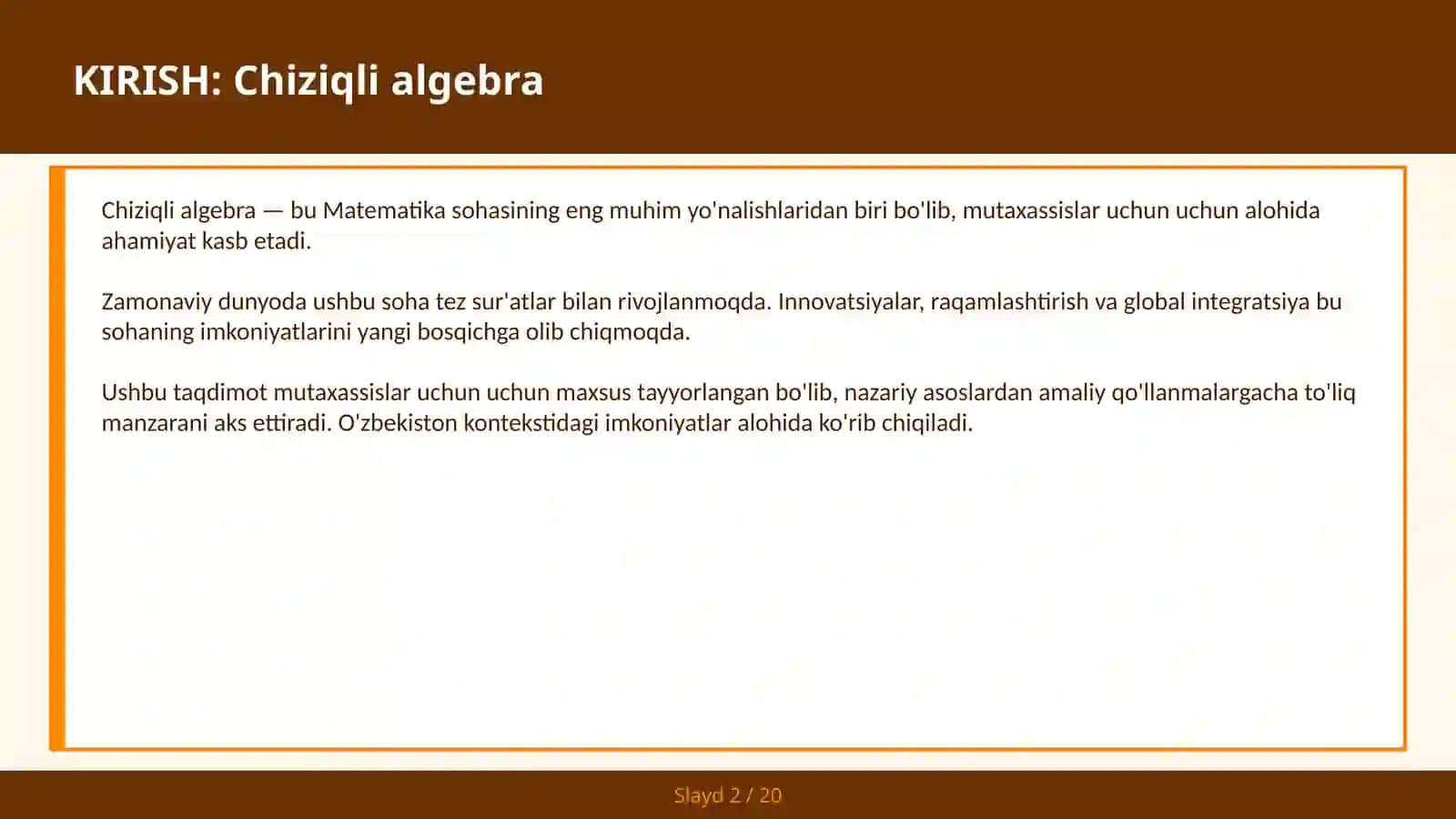 Chiziqli algebra 2