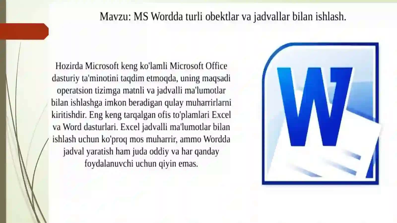 Word dasturlarini qoʻshimcha imkoniyatlari 2