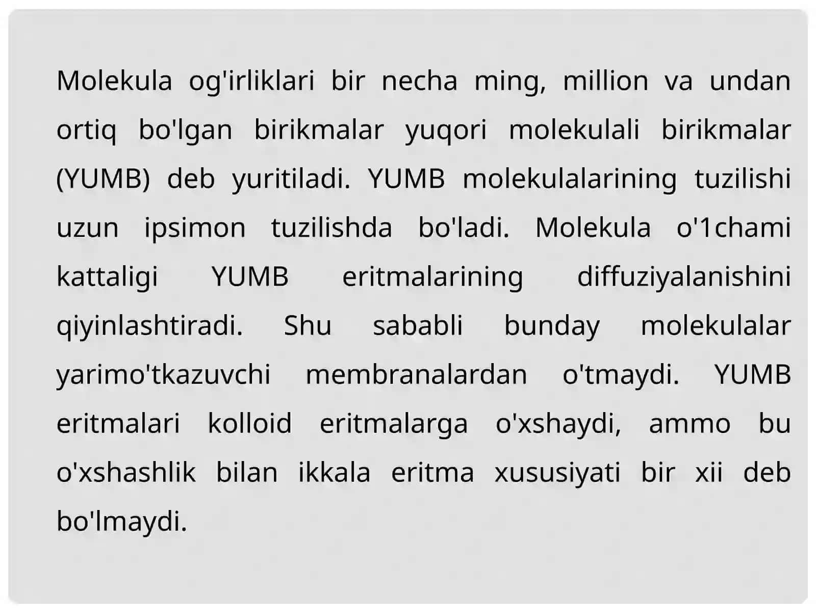 Yuqori molekula birikmalarnin eritmalari 2