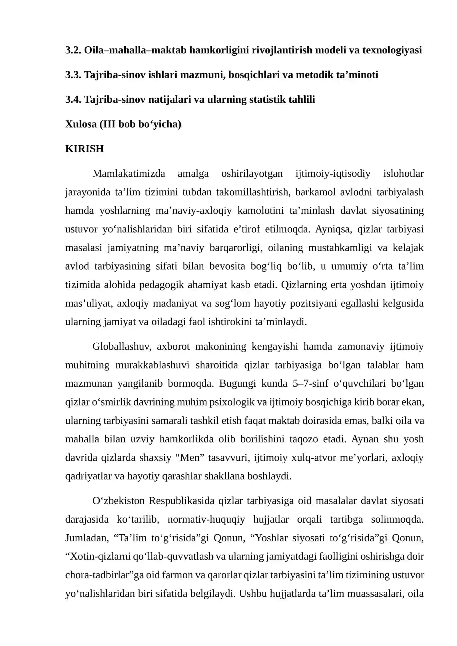 UMUMIY O‘RTA TA’LIM MAKTABLARIDA QIZLAR TARBIYASINI TASHKIL ETISHNING NAZARIY-METODOLOGIK ASOSLARI 2