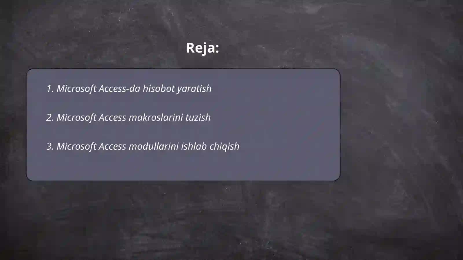 Microsoft Access hisobotlar, makrolar va modullar 2