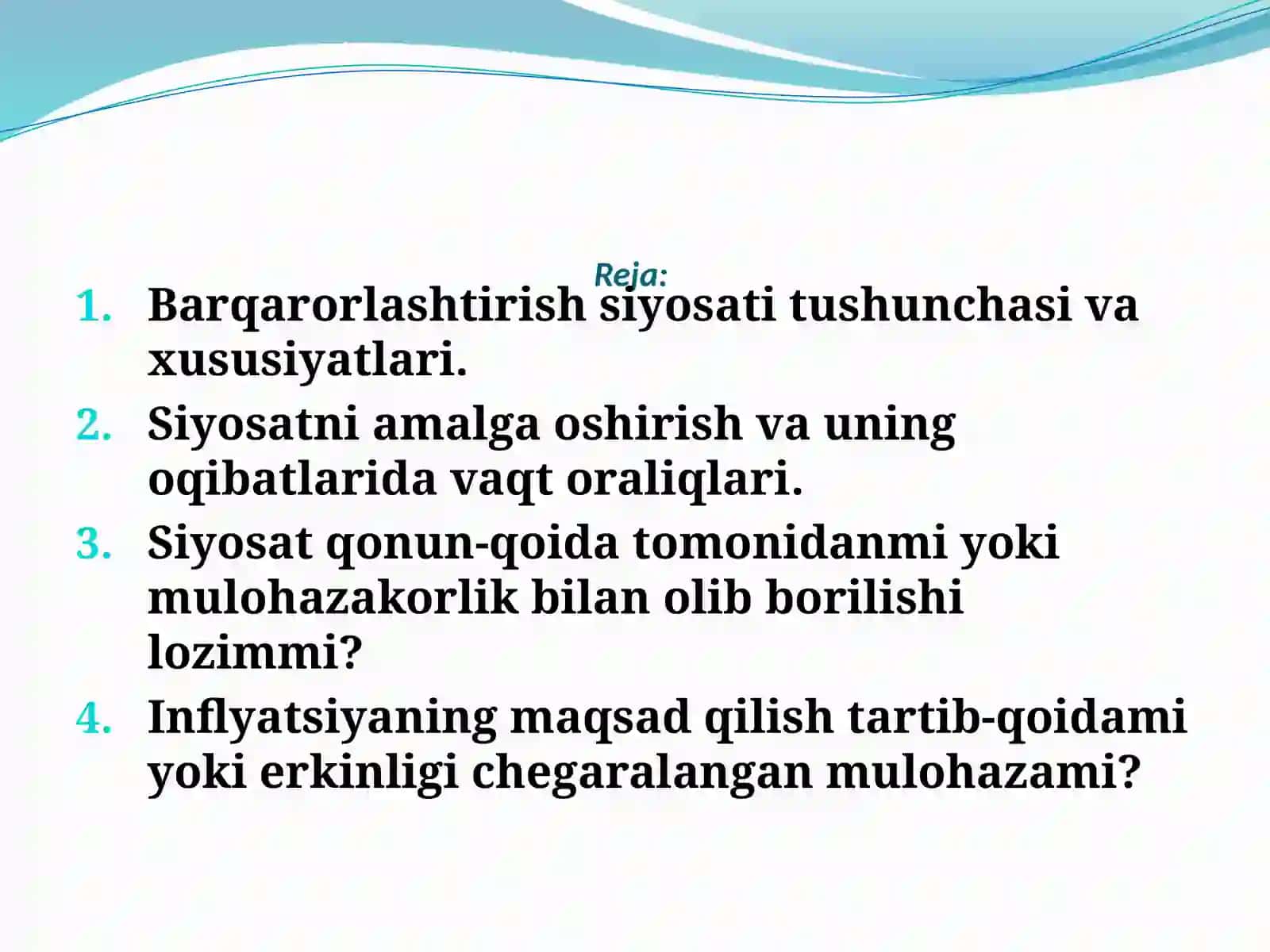 Davlatning barqarorlashtirish siyosati 2