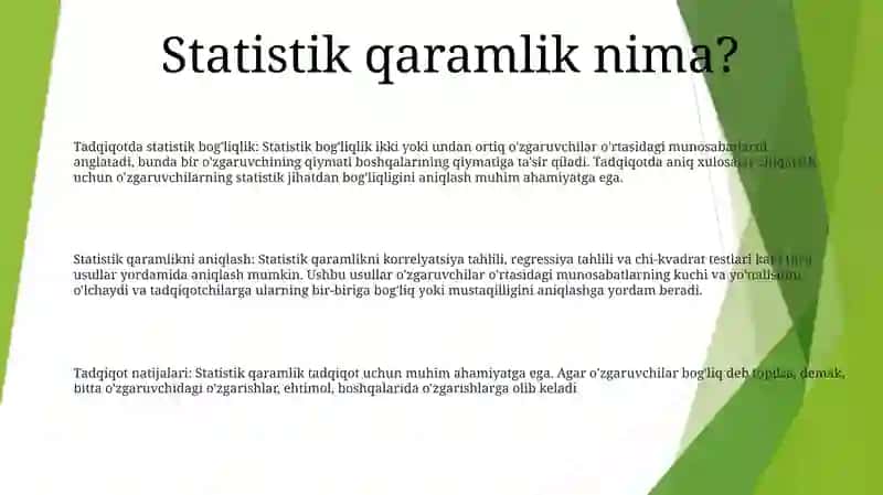 Tatqiqotda Statistik Boĝliqlik Tushunchasi 2