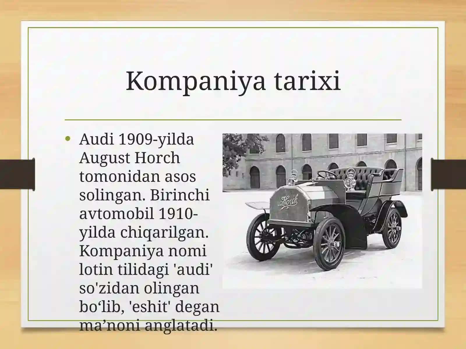 Audi AG kompaniyasi va uning iqtisodiyotdagi o'rni 2
