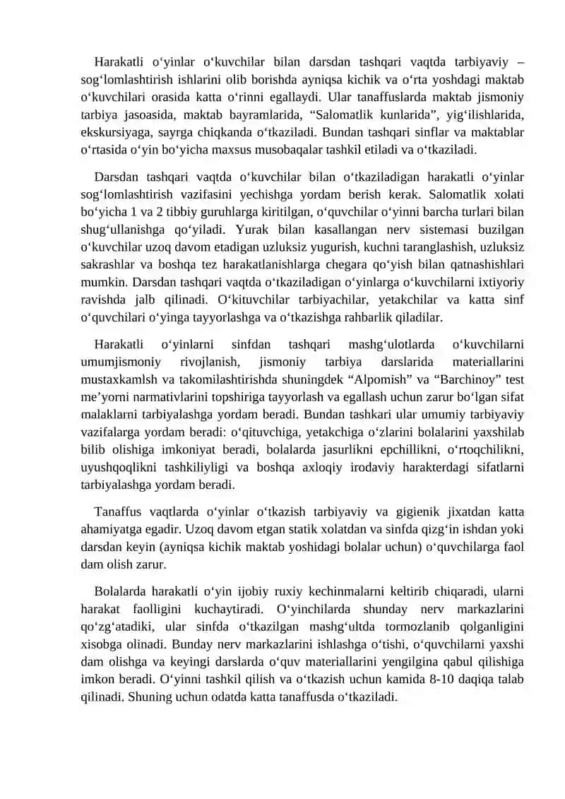 Harakatli o‘yinlar 2