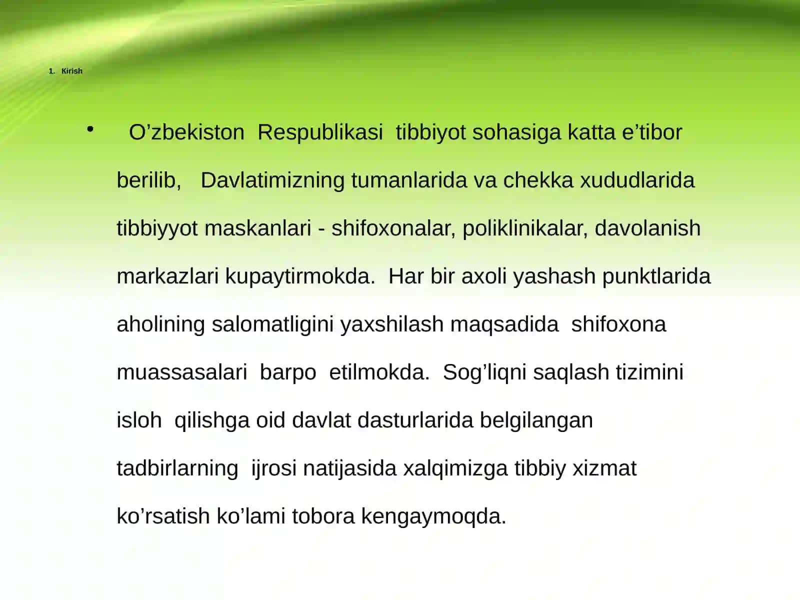 Ko`p tarmoqli bolalar shifoxonasi” mavzusi 2