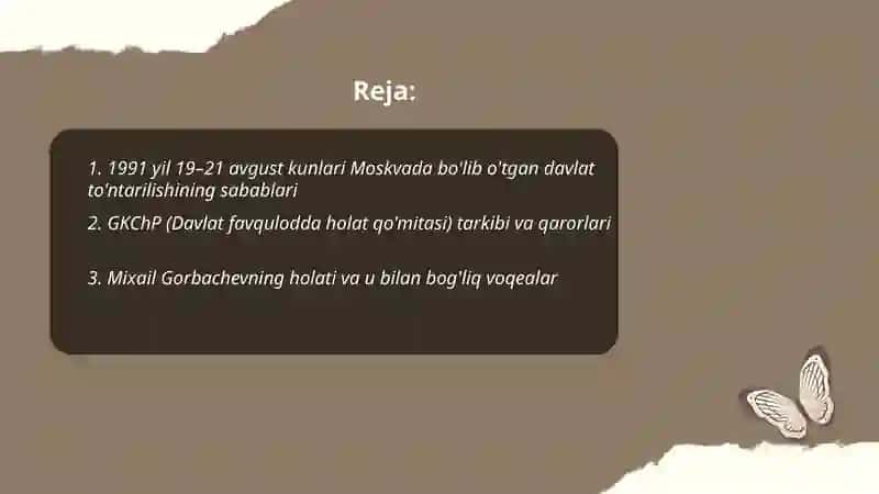 1991 yilning 19-21 avgust kunlari Moskvada bo'lib o'tgan davlat to'ntarilish 2