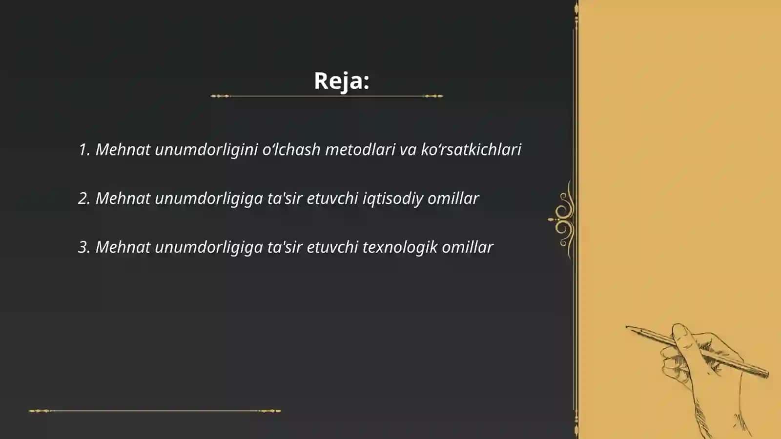 Mehnat unumdorligining darajasi va uning tasir etuvchi omili 2