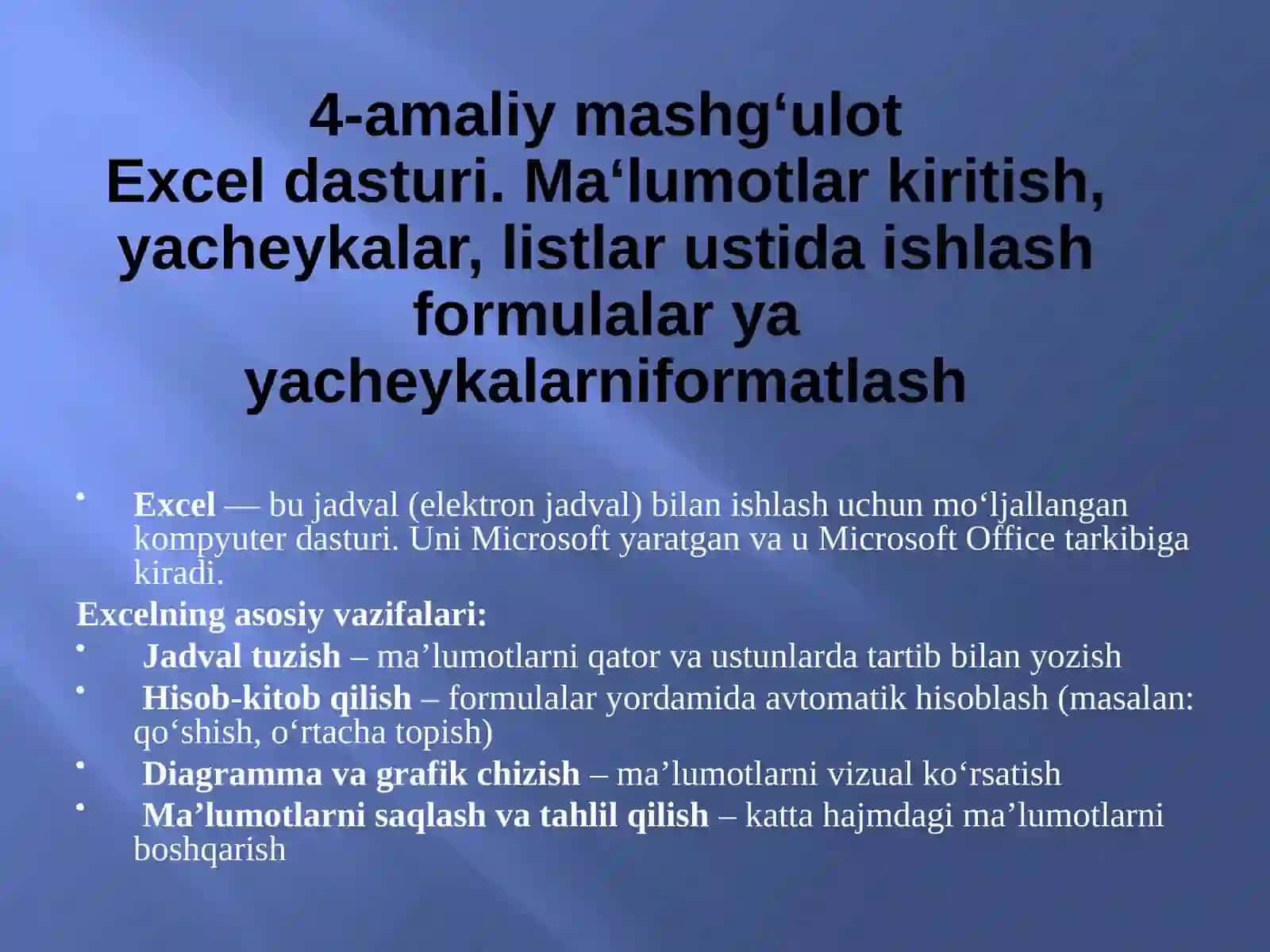 word dasturini ishga tushirish va Diagrammalar yasash. 2