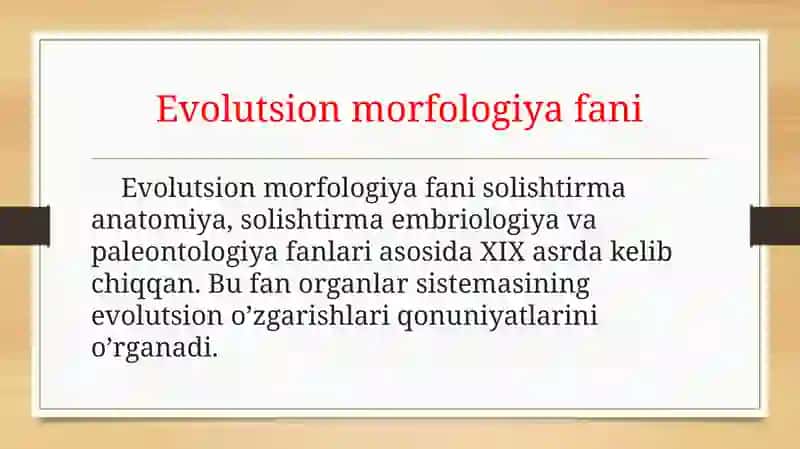Evolutsion morfologiya 2