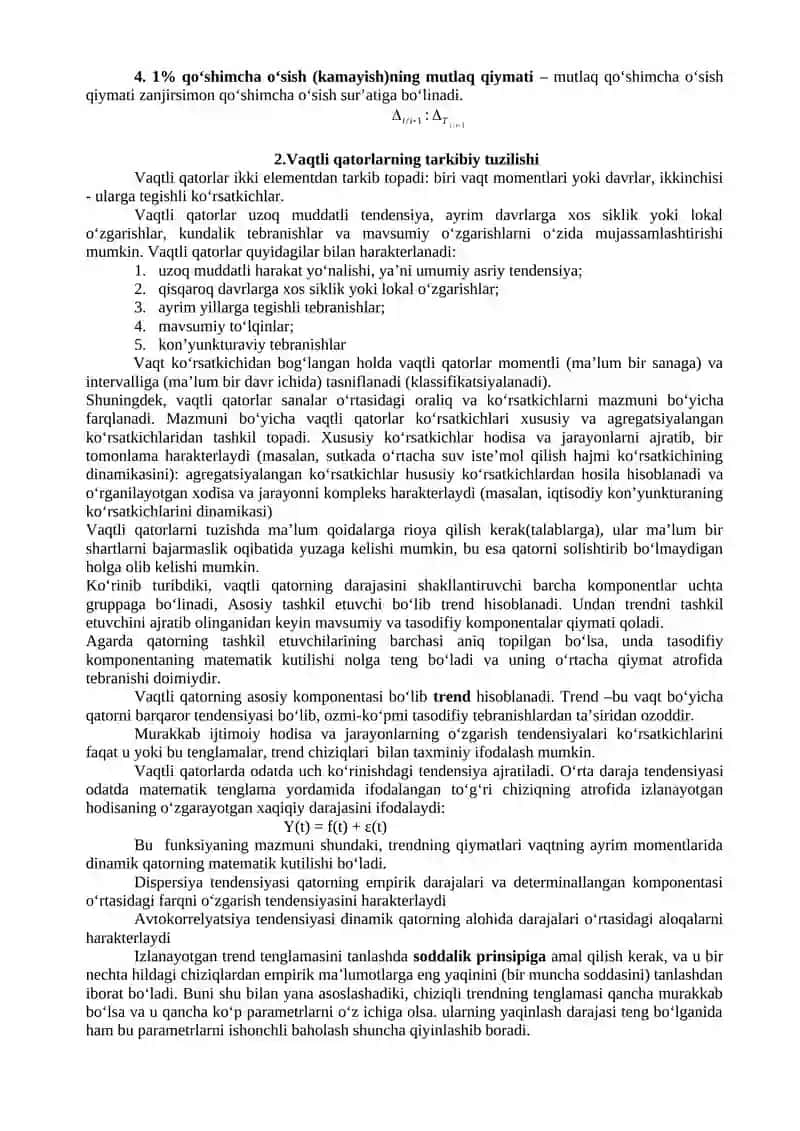 Vaqtli qatorlar va ularning turlari 2