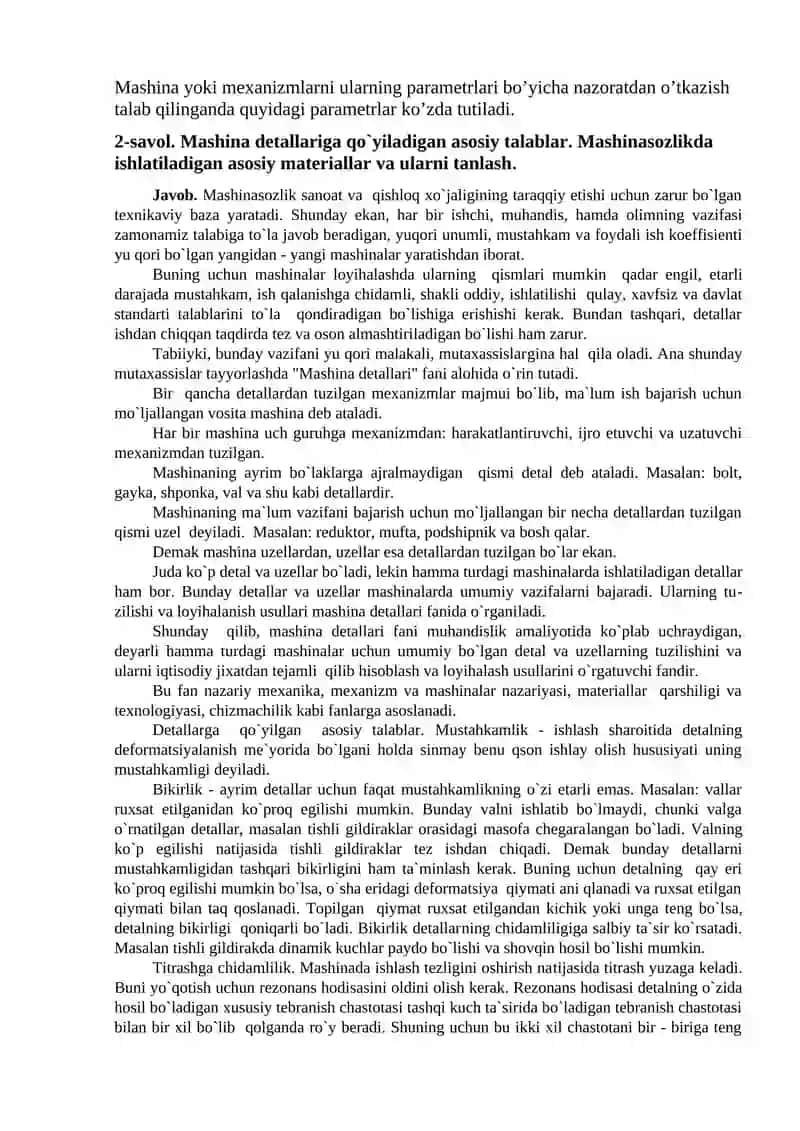 MASHINA VA MEXANIZMLAR NAZARIYASI FANNING MAQSAD VA VAZIFALARI 2