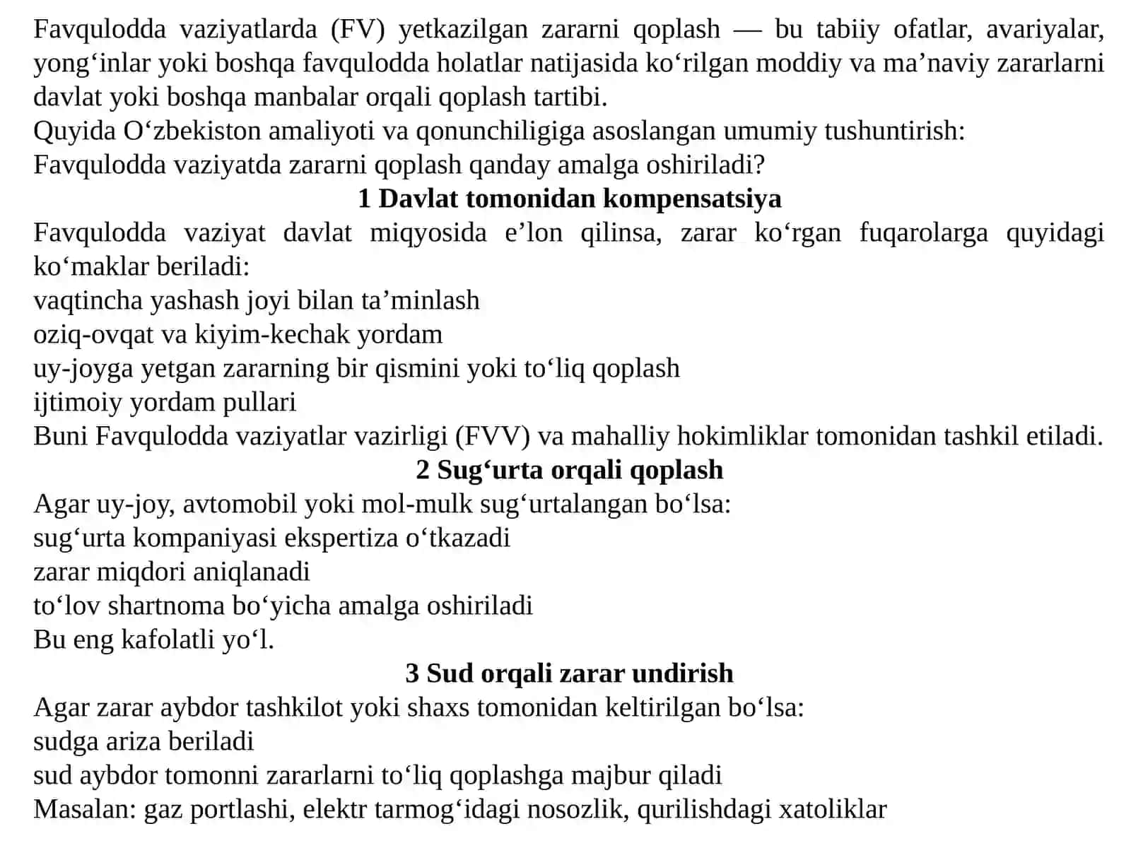 Favquloddagi zarrarlarining qopilishi 2