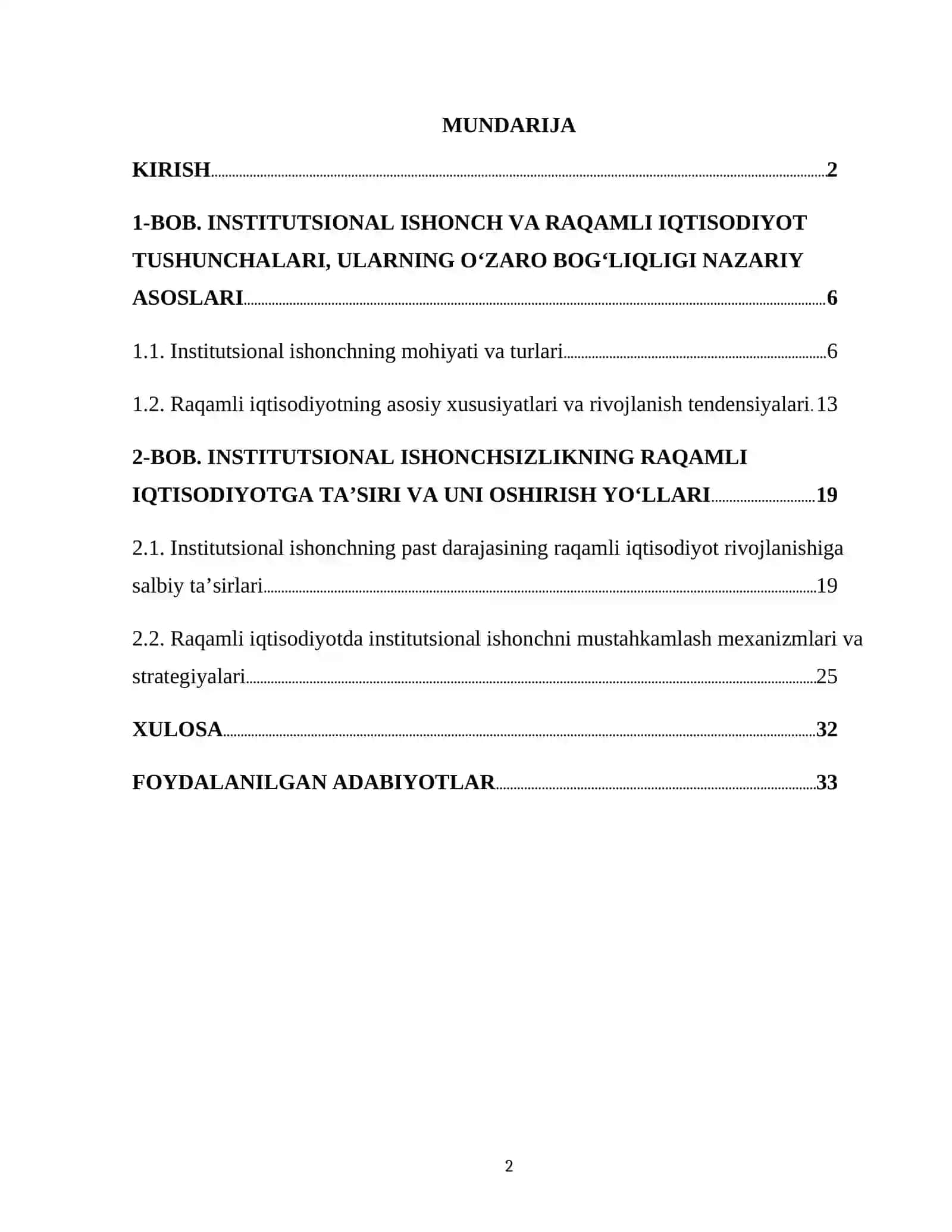 "INSTITUTSIONAL ISHONCHNING PAST DARAJASI RAQAMLI IQTISODIYOTNING RIVOJLANISH SUR’ATLARIGA SALBIY TA’SIRI" 2