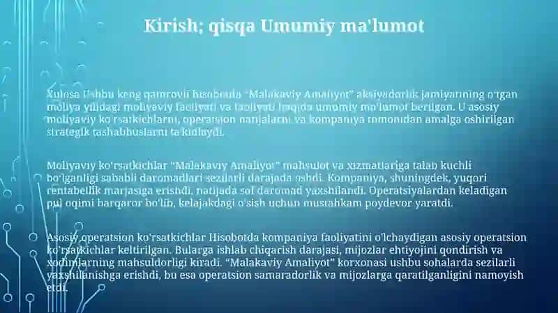 Malakaviy Amaliyot Hisoboti 2