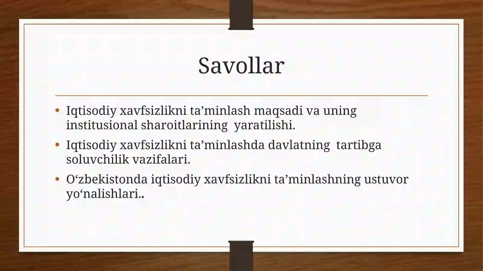 Iqtisodiy xavfsizlikni ta’minlash mexanizmi 2