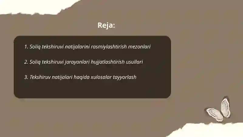 Soliq tekshiruvi natijalarini rasmiylashtirish mezonlari 2