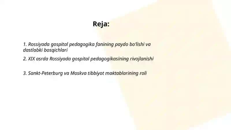 Rossiyada gospital pedagogika fanining rivojlanish tarixi 2