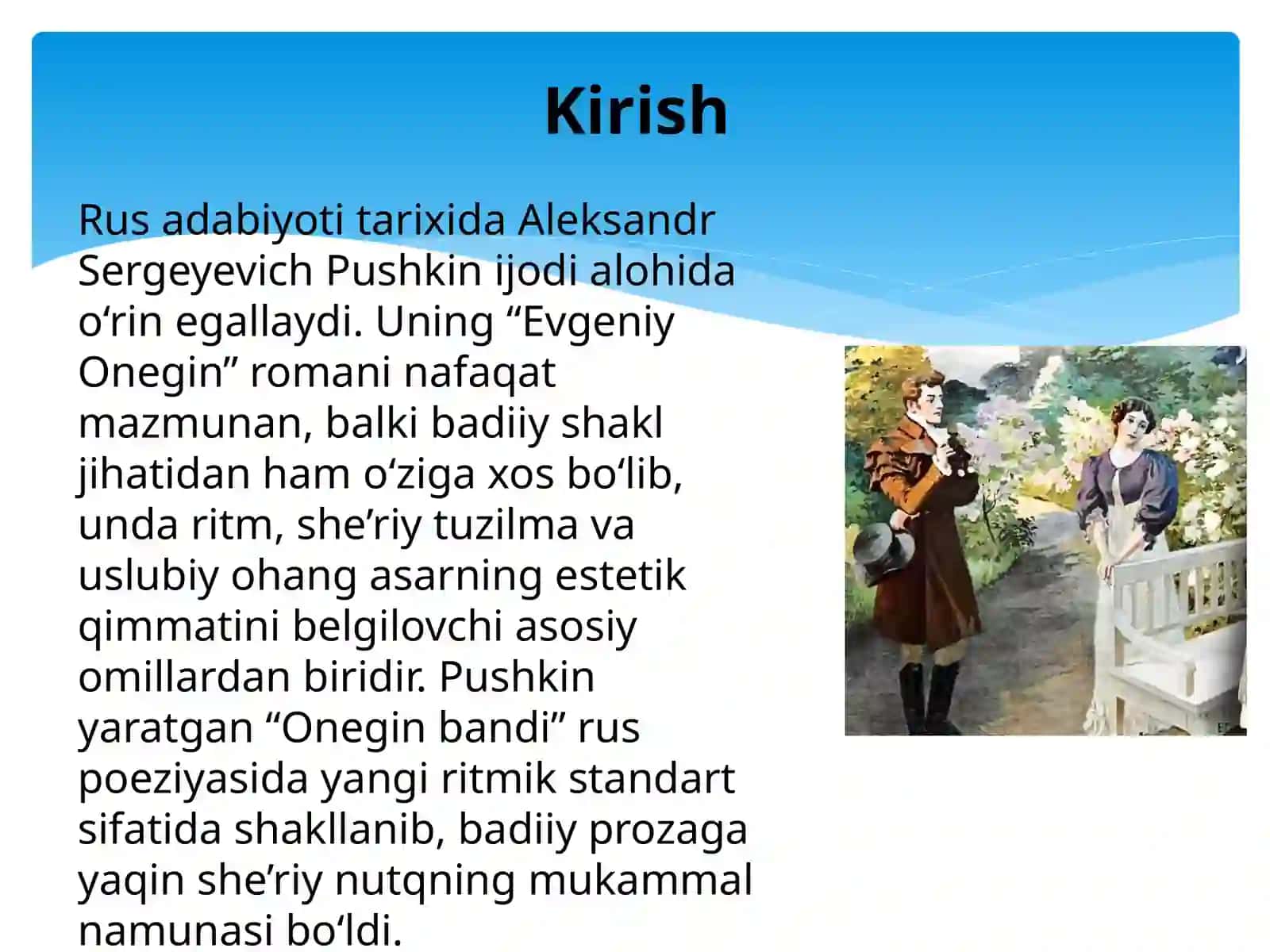 Aleksandr Pushkinning "Evgeniy Onegin" asarida ritm oʻrni 2