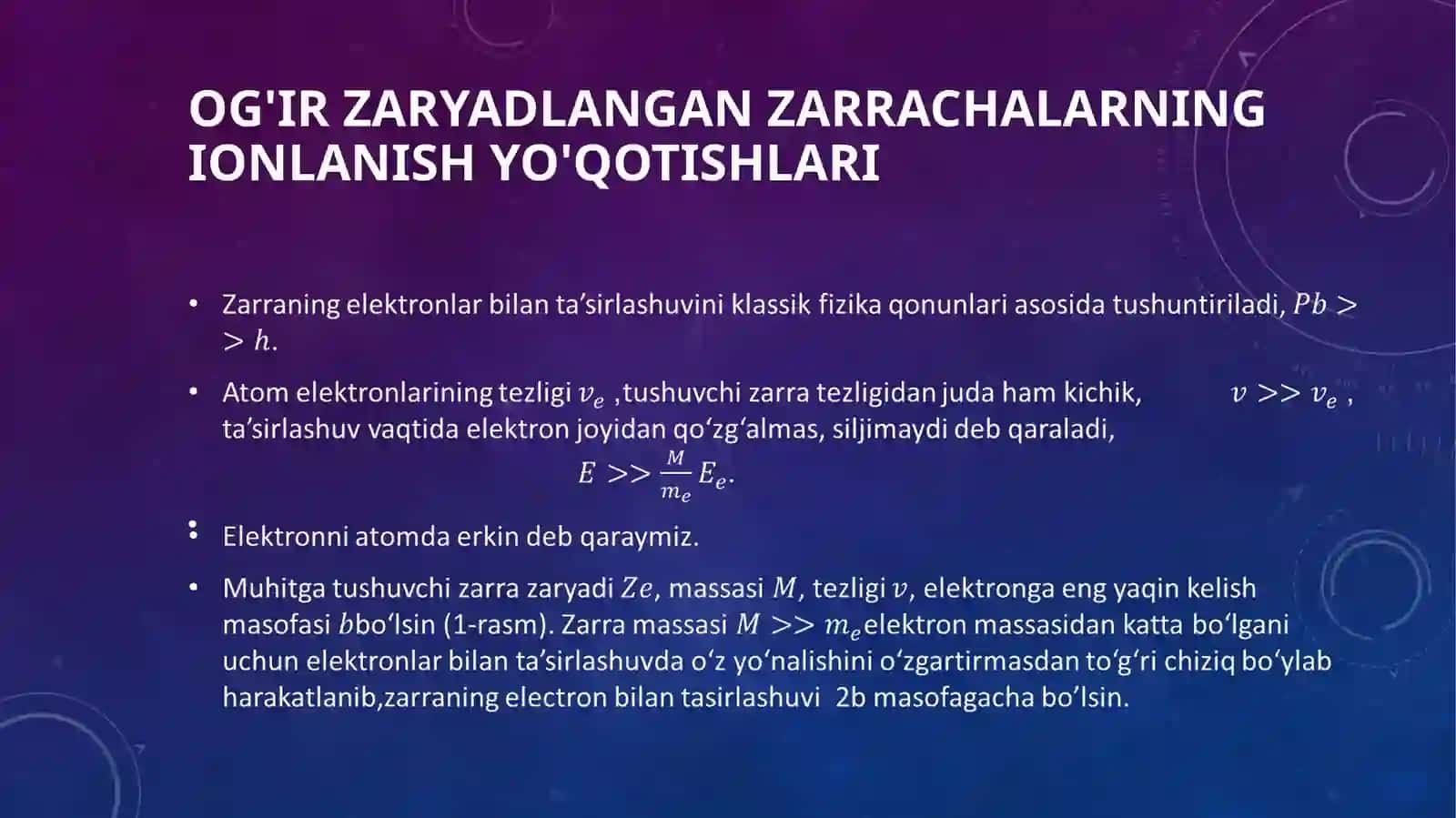 Bete-Blox formulasi. Og’ir zaryadlangan zarralaning yugurish yo’li. Bregg egri chizig'i 2