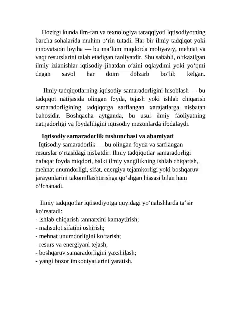 Ilmiy tadqiqotlarning iqtisodiy samaradorligini hisoblash 2