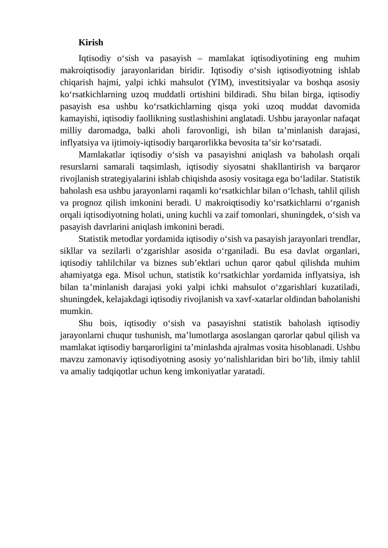 Iqtisodiy o'sish va pasayishni statistik baholash 2